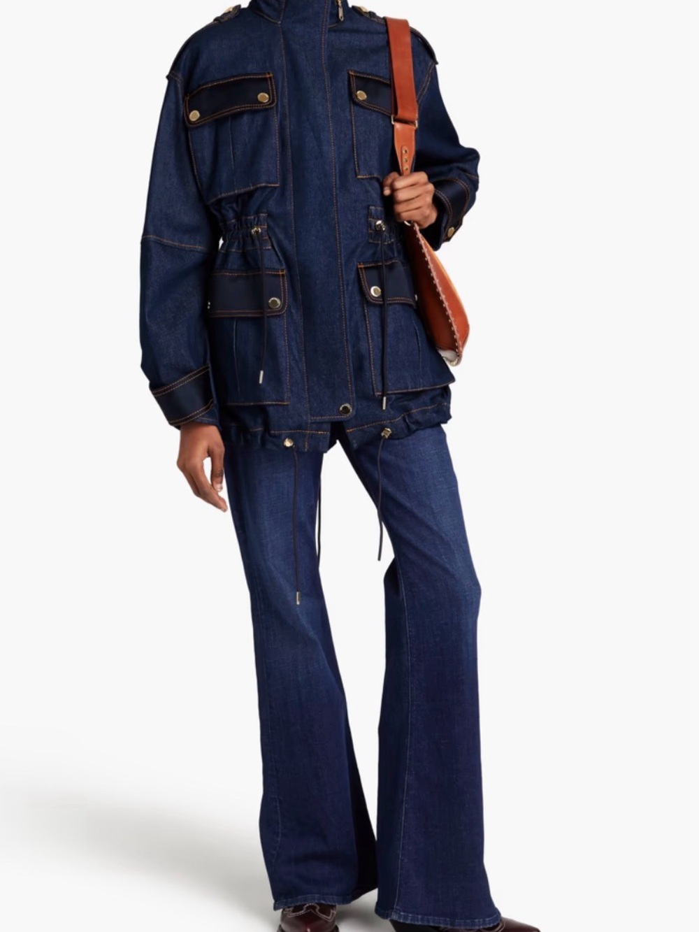 Zimmermann Navy Denim Jacket with Gold Chain Detail
